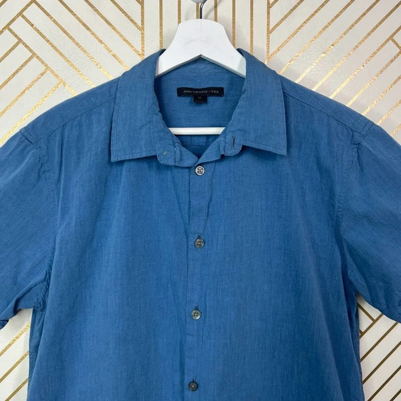 John Varvatos Star‎ Usa Short Sleeve Solid Shirt in Blue Size US Medium - Picture 3 of 12